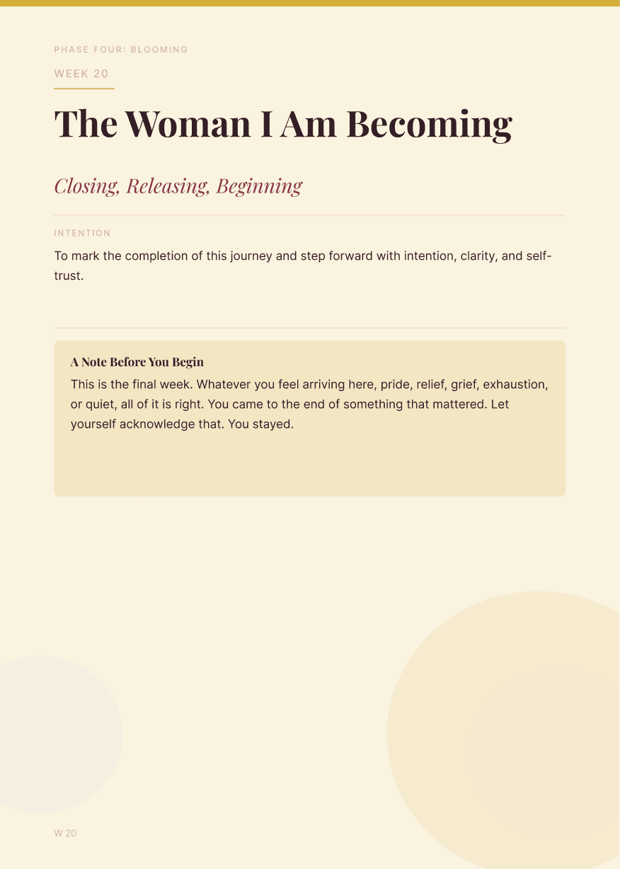 Week 20: The Woman I Am Becoming, the final week of Rise & Bloom